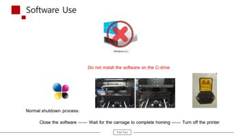 Do not install the software on the Cdrive Normal shutdown (Page 12 / 67) F2-6090 UV Flatbed Printer Product Installation and Operation Instructions